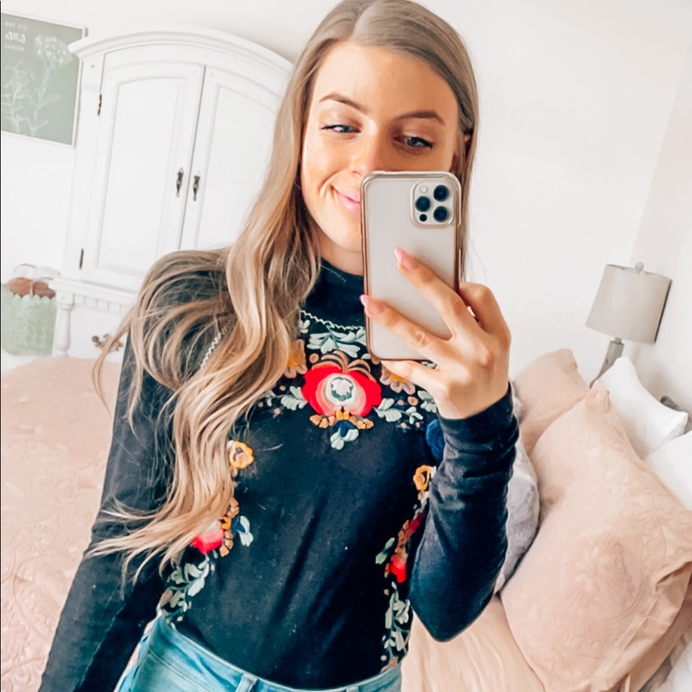 Embroidered Floral Long Sleeve